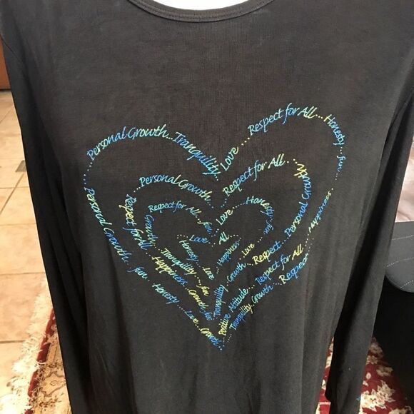 14 CHICO’S Heart Airy Black Tee!! Inspirational easy - Picture 8 of 8